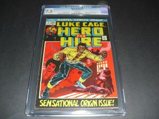Luke Cage Hero For Hire 1 Cgc 7.  5 White Pages 1972 Marvel Comics Not Cbcs