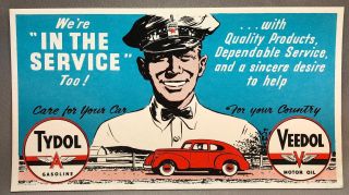 1940s Tydol Veedol Gas & Oil Advertising Ink Blotter Vintage Station