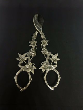 Antique Victorian Sterling Silver Grapes Shears Scissors