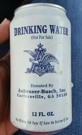 Puerto Rico Vintage 1998 Anheuser Busch Beer Water Can Given On Hurricane George