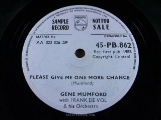 Gene Mumford [meadowlarks] Please Give Me One More Chance 1958 Uk Phi