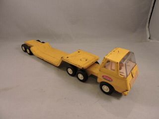 Vintage 1970s Tonka Yellow Truck And Trailer Pressed Steel Toy 12 " Long