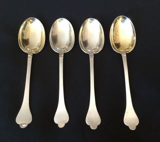 4 Rattail Queen Anne Sterling Silver Table Spoons 8” Mappin & Webb London