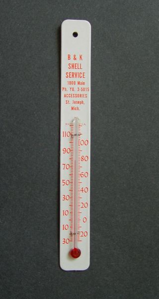 St Joseph Michigan 1950 - 60s Shell Gas & Oil Advertising Sign Thermometer