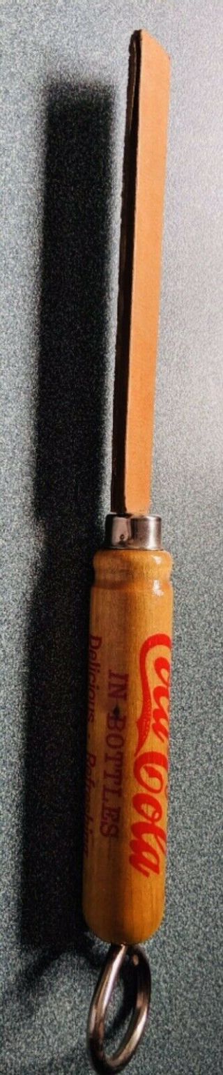 Neat Vintage Coca - Cola Bottle Opener With Wooden Handle And Box - Coke Advertising
