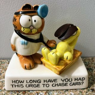 Garfield How Long Have You Had The Urge To Chase Cars? 1978 Figurine Enesco