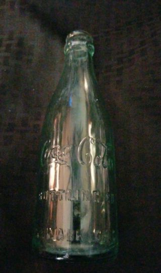 Antique Scarce Straight Sided Coca Cola Bottle Green Glass Newark Ohio
