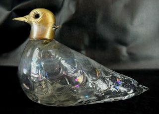 Sterling Silver Bird’s Head Mounted On Glass Claret Jug