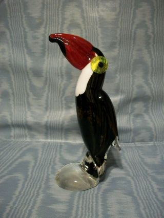 Vintage Glass Toucan Parrot Bird Figurine Czech