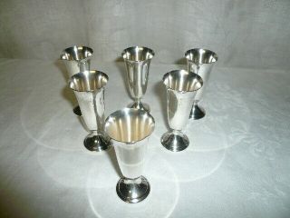 Vintage Set Of 6 Alvin Sterling Silver Cordials Footed Cups