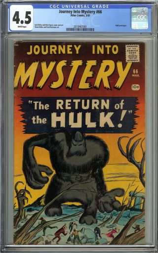 Journey Into Mystery 66 Cgc 4.  5 Hulk Prototype Jack Kirby Cover Atlas Comics