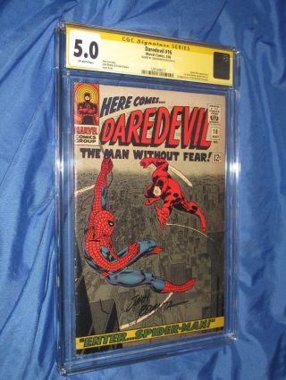 Daredevil 16 Cgc 5.  0 Ss Signed By John Romita Sr (1st Spiderman Art)