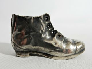 Antique Edwardian 1907 Rare Sterling Solid Silver Boot Shoe Pin Cushion As Found