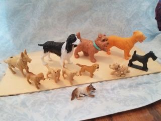 11 Solid Plastic Dog Figurines Stablemate To Pebble Scale Sizes