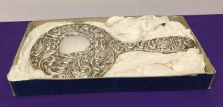 Solid Silver Dressing Table Hand Mirror Birm 1983 Boxed Broadway Silversmiths
