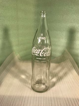 Vintage Portugal Coca - Cola/coke Clear Glass Bottle 1 Litro