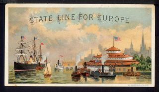 Castle Garden Ny Immigration State Line Steamship Trade Card Rates Of Passage