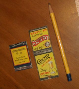 Cremo Beer & Ale Britain Connecticut Matchcovers Advertising Pencil Brewing
