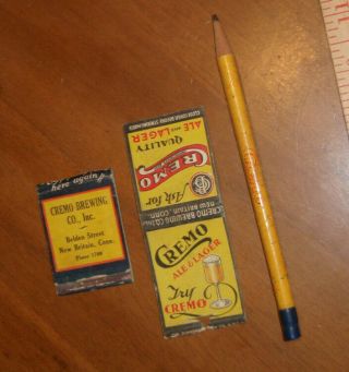 CREMO BEER & ALE Britain Connecticut matchcovers advertising pencil Brewing 2