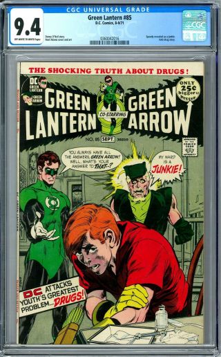Green Lantern 85 Cgc 9.  4 (ow - W) Speedy Revaled As A Junkie