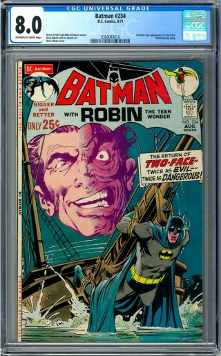 Batman 234 Cgc 8.  0 (ow - W) 1st Silver Age Two - Face