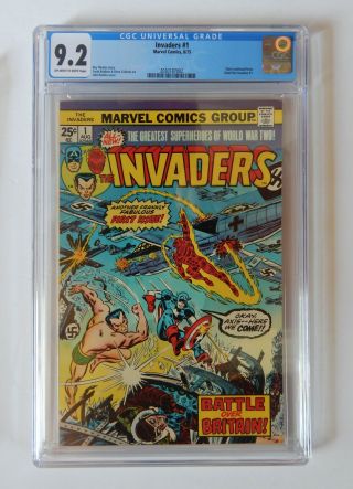 Invaders 1 Cgc 9.  2 - White Pages (key Marvel Comic Book) Captain America App
