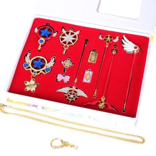 Cardcaptor Sakura Clow Card Magic Wand Pendant Necklace Cosplay Keychain Set 11