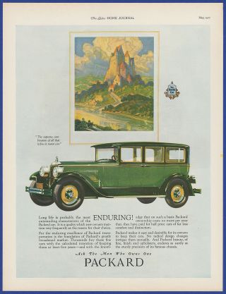 Vintage 1927 Packard Automobile Motor Car Art Decor Ephemera Print Ad 1920 