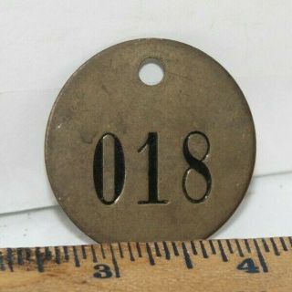 Vintage Brass Tag 018 Cow Tag Brass Metal Cattle Tag Keychain Fob 1.  5 "
