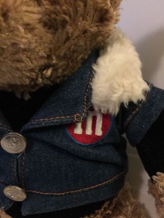 M&M ' s Plush Bear in Jean Jacket w/ Red Green & Blue Characters 2002 Collectible 3