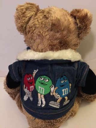 M&M ' s Plush Bear in Jean Jacket w/ Red Green & Blue Characters 2002 Collectible 4