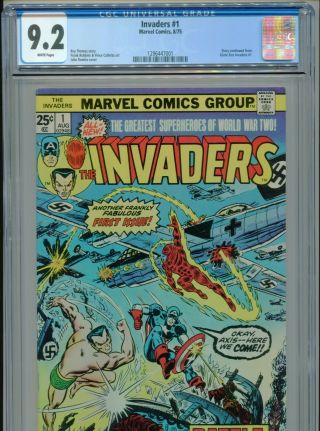 1975 Marvel The Invaders 1 John Romita Captain America Human Torch Cgc 9.  2 Box2