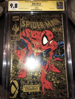 Spider - Man 1 Signed By Todd Mcfarlane.  Cgc 9.  8 White Pages.  Gold Edition.