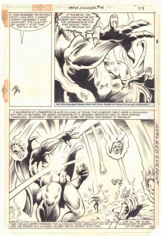 Thor Annual 10 P.  33 - Thor And Hela Vs.  Demogorge Splash 1982 Art By Bob Hall