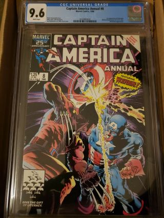 Captain America Annual 8 (marvel Comics,  1986) Cgc Graded 9.  6 Wolverine