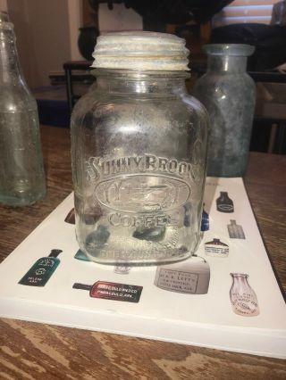 Vintage Sunnybrook Sunny Brook Coffee Memphis Tennessee Tenn Glass Jar Zinc Lid