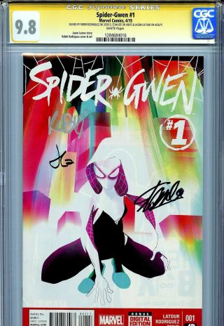 Spider - Gwen 1 Cgc 9.  8 Ss X3 Rodriguez Variant Stan Lee Latour Spider - Man Woman