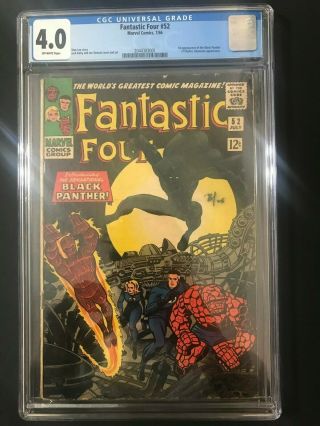 Fantastic Four 52 Cgc 4.  0 (1966) Vg Off White Pages Marvel Comics 1st Print