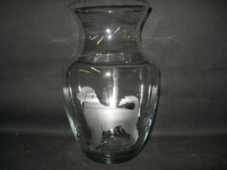 Etched Portuguese Water Dog Glass Vase