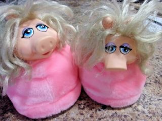 Miss Piggy Vintage Plush Pink Slippers Adult Size Fits Women 10 - 11 Con