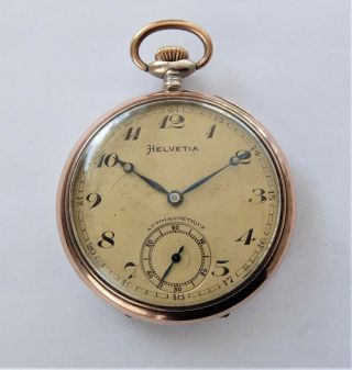 1900 Silver & Gold Cased Helvetia 15 Jewelled Swiss Lever Pocket Watch