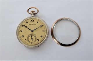 1900 SILVER & GOLD CASED HELVETIA 15 JEWELLED SWISS LEVER POCKET WATCH 3