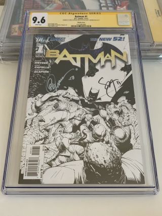 Batman 1 52 Sketch Cover Cgc 9.  6 Signed By Snyder And Capullo