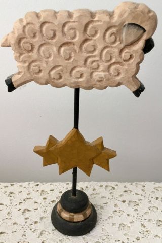 Folk Art James Haddon Sheep On Stick With Gold Stars Signed 11 1/2 " By 6 "