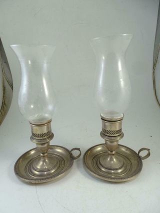 Vtg Sterling Silver Candlestick Candle Holder Glass Finger Lamp Redlich Antique