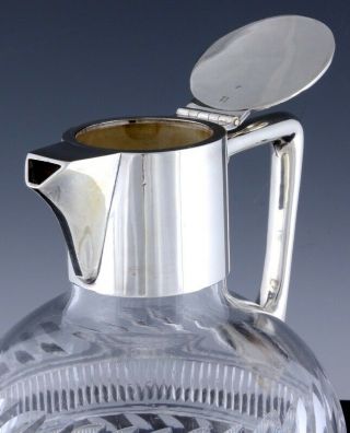 V.  FINE c1910 EDWARDIAN SILVER PLATE & CUT GLASS WINE EWER CLARET PITCHER JUG N/R 6