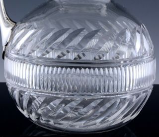 V.  FINE c1910 EDWARDIAN SILVER PLATE & CUT GLASS WINE EWER CLARET PITCHER JUG N/R 8