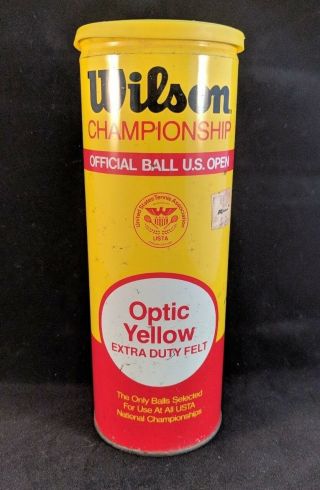 Vintage Wilson Usta Championship Optic Yellow Tennis Ball Metal Can Prop