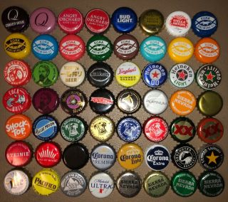 56 Unique Beer Bottle Caps Various Breweries Lids Washed