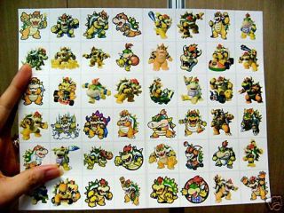 48 Different Square Mario Stickers Bowser Only